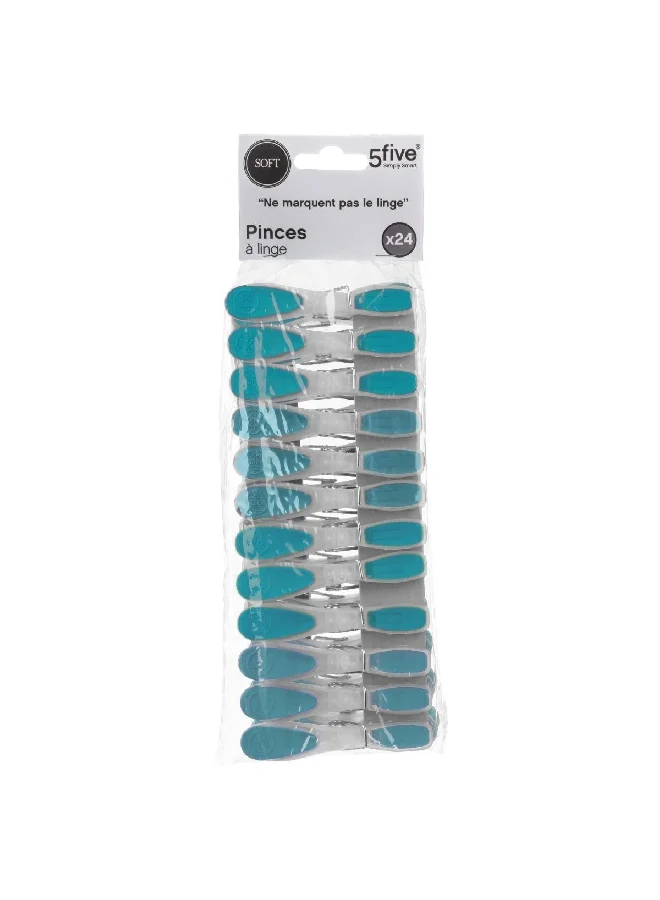 Five Simply Smart 24-Piece Durable Rubber and Plastic Clothes Peg Set Multicolour 0.3 x 8 x 3 cm 117292